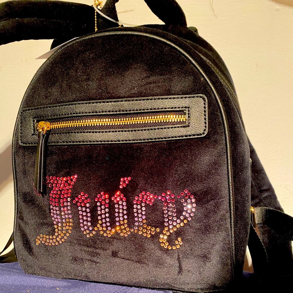 BNWT JUICY COUTURE black backpack with bling
